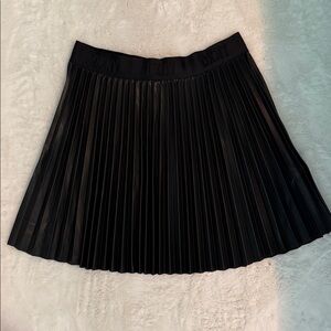DKNY Black Pleather Pleated Skirt